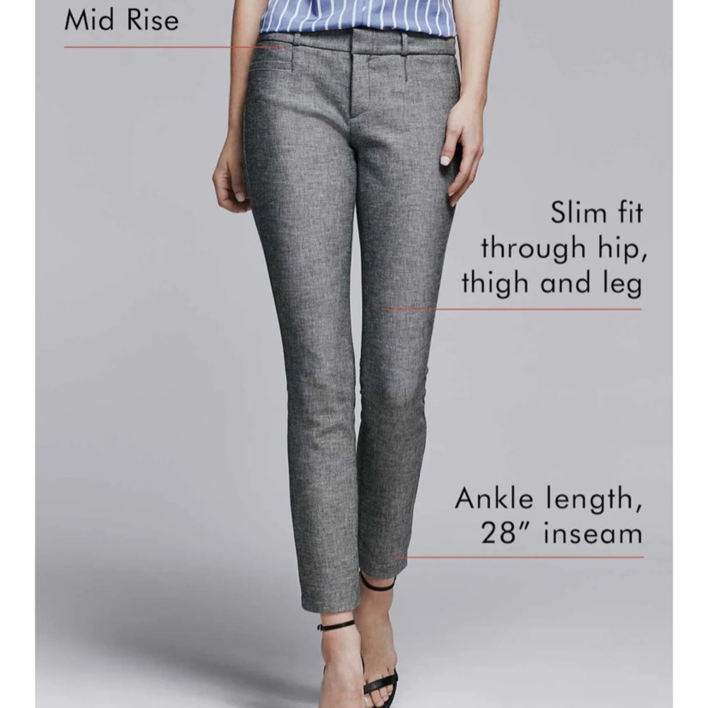Midrise BR “Sloan slim ankle” pants, gray melange